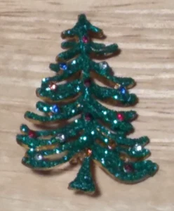 Broche prendedor vintage de árbol de Navidad brillante sin marca con pedrería multicolor - Imagen 1 de 3