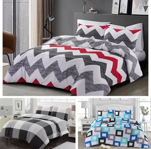 Printed Duvet Cover Set Single Double Super King Bed Reversible Quilt Beddings - Picture 1 of 11