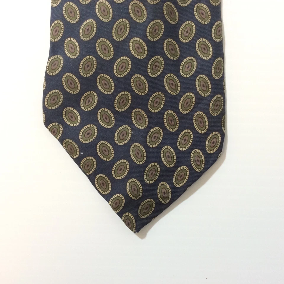 Hanover Square Mens Tie Silk Italy Black Olive Cream 3.75 - Image 1 of 4