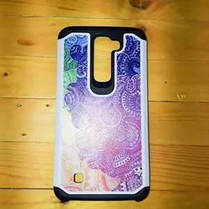 LG K7 Brightly Colored Paisley Protective Hybrid Phone Case - Picture 1 of 4