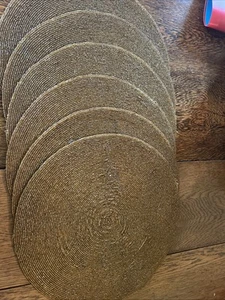 Set OF 6 GLASS BEAD BEADED ROUND PLACEMAT GOLD 15” Fancy Holiday - Picture 1 of 8