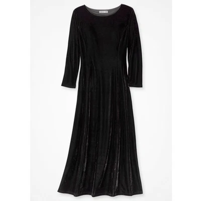 Coldwater Creek эластичной бархата макси платье 1 X черный длинным рукавом шикарный классический - Изображение 1 из 4