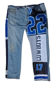 Vintage Dallas Cowboys DeepThree Levi's Jersey Patchwork Upcycled Jeans 40 x 31 - Picture 1 of 16