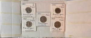 5 - French Franc coins: 1965, 1969, 1972, 1975, and 1991. - Picture 1 of 21