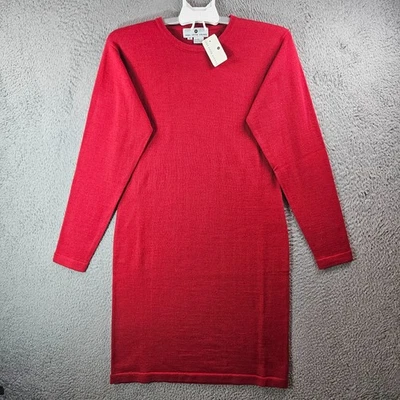 $99 NUEVO DE COLECCIÓN Vestido Vaina Saks Fifth Avenue 100% Lana Mediano Navidad Rojo Foto 1 de 4