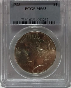 1923 Peace Silber Dollar PCGS MS63 - Bild 1 von 4