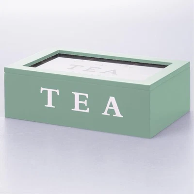 Boîte à thé et tisanes 6 Fentes intérieures Vert Sauge, Sibil - Photo 1/4