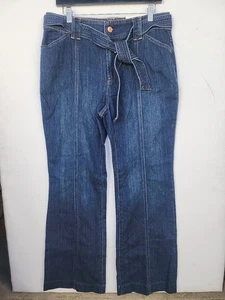Chicos Platinum Tie Waist Hose Größe 1,5 Dunkelblau Denim High Waist Ausgestellt - Bild 1 von 10