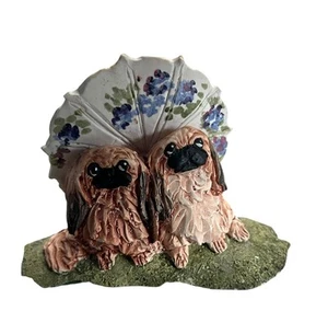 Vintage Handmade Pekingese Dog Figurine Umbrella by artist Sylvia Smith - Picture 1 of 11