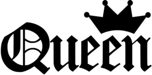 Queen Text Style B Crown Vinyl Sticker Decal - Choose Size & Color - Picture 1 of 2