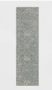 2'x7' Runner Latimer Distressed Pers Rug Light Blue - Threshold Jewel Boarder - Picture 1 of 6