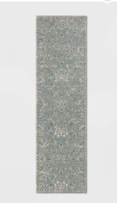 2'x7' Runner Latimer Distressed Pers Rug Light Blue - Threshold Jewel Boarder - Image 1 of 4