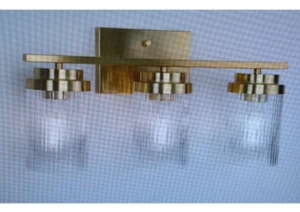 Junnai 3 Light Bathroom Vanity Light Fixture Brushed Gold Wall Mount Grooved NEW - Picture 1 of 21