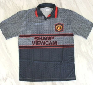 FC Manchester United Soccer T Shirt Vintage Jersey MU Black 96 Retro Football XL - Picture 1 of 10