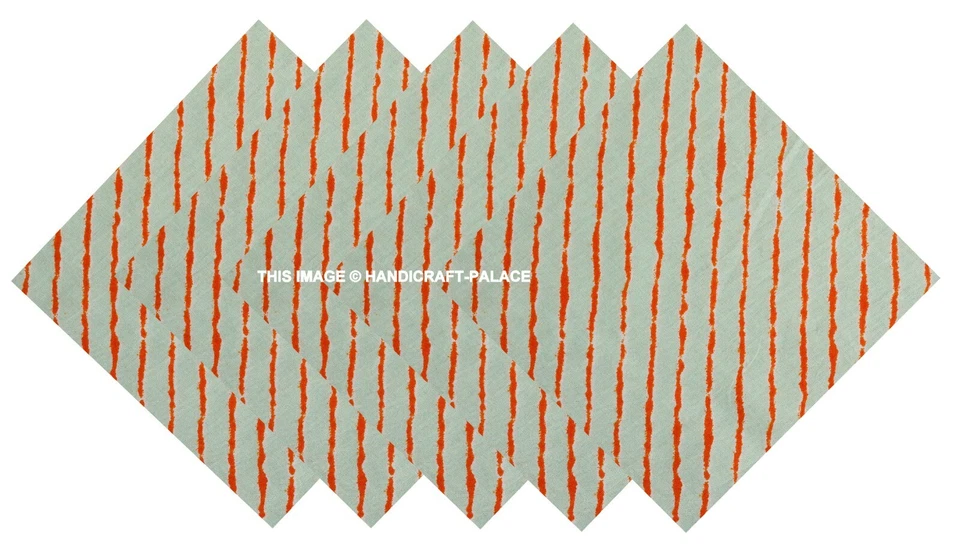 Juego de 6 servilletas de mesa indias a rayas de tela de gasa 100 % algodón con estampado de bloques a mano Foto 1 de 3