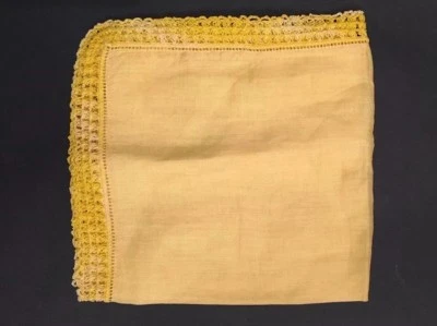 Pañuelo vintage de primavera de Pascua amarillo ganchillo encaje bordado pañuelo Foto 1 de 4