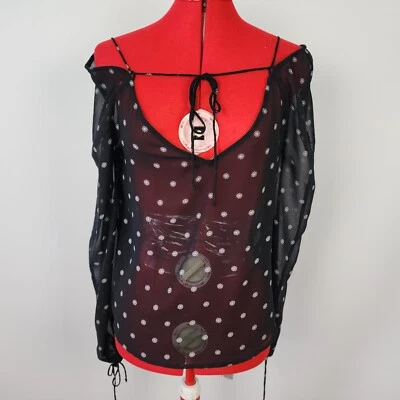 The Fifth Label Womens Size M Midnight Memories Blouse Sheer Long Sleeve - Image 1 of 4