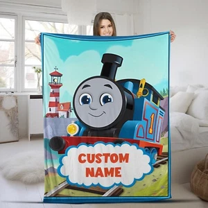 Custom Train Thomas and Friends Plush Fleece Blanket, Thomas and Friends Blanket - Picture 1 of 4