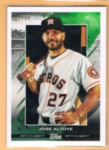 2020 Topps Rip Baseball Jose Altuve /99 Houston Astros - Ripped