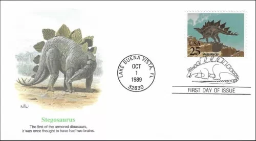STEGOSAURUS SWAMP DWELLER  DINOSAUR 1989 FLEETWOOD CACHET FDC VF UNADDR - Image 1 of 1