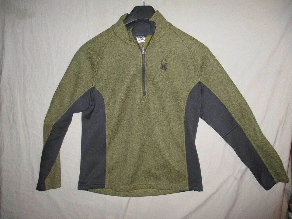 Spyder Active Hombre’s Suéter Pullover Performance Active 1/2 Cremallera Verde Negro Foto 1 de 4