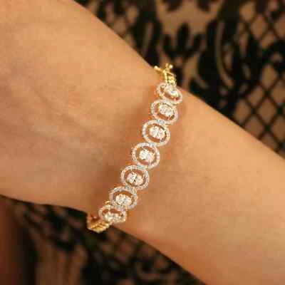 Women's Beauty Bracelet 5Ct Oval Cut Lab-Created Diamond 14K Yellow Gold Plated - Image 1 of 4