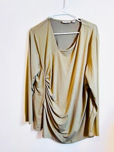 Susan Graver Top Women’s Large Gold Ruched Side Long Sleeves - Picture 1 of 10