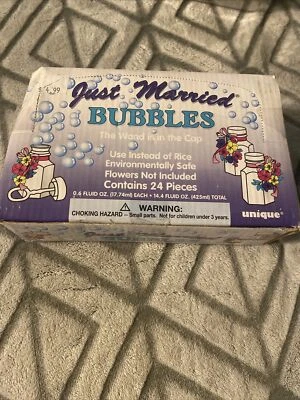 24 White JUST MARRIED Bubble Wedding Favours Boys Girls Children Bag Filler - Image 1 of 4