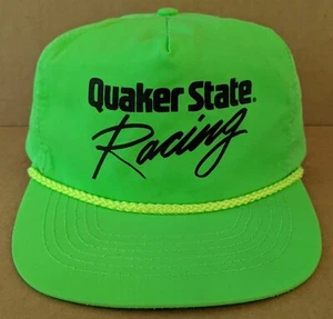 Baseballmütze Kappe Vintage-Stil Quaker State Racing neongrün mit gelbem Seil - Bild 1 von 6