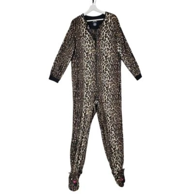 NICK & NORA Leopardo Cremallera Completa PJ Mujeres Talla XL Pies Gato Dama Animal Baddie Modesto Foto 1 de 4