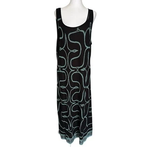 Peruvian Connection Women’s Dress Pima Cotton Maxi Knit Black Blue Size XL - Picture 1 of 12
