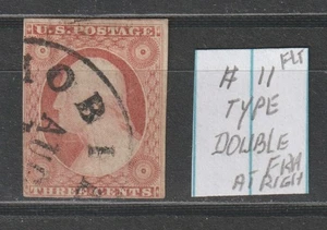 US # 11  used, series 1851, double frame line at right  cv= $ 25 - Picture 1 of 2