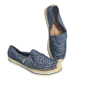 Joy & Mario Wide Width Espadrille Slip On Shoes Size 10W Blue Mesh Vacation BOHO - Picture 1 of 15
