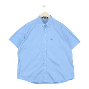 Camisa Burberry Brit Manga Corta Para Hombre Talla 3XL Azul Calce Regular Con Botones - Imagen 1 de 15