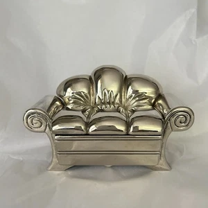 Sofá sofá Godinger 1991 vintage plateado terciopelo rojo joyero tapa espejo - Imagen 1 de 15