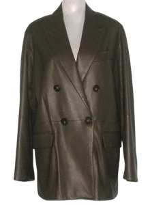 Chaqueta BLAZER de cuero de doble botonadura para mujer VINCE L CLAVE PRECIO DE VENTA SUGERIDO POR EL FABRICANTE $1495 NUEVA CON ETIQUETAS - Imagen 1 de 5