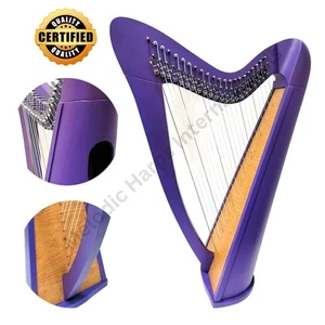 22 Strings Deco Painted Lever Harp-Round Soundbox Celtic Harp with Bag & Key - Picture 1 of 7