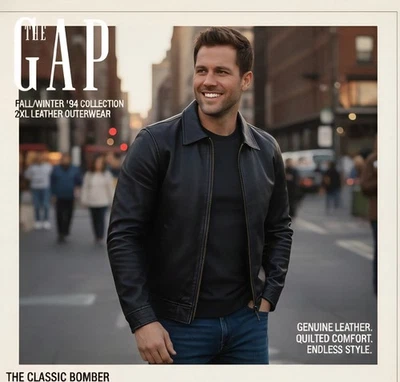 💥 GAP XXL Black 💯Genuine Leather Quilted Lining Men's Coat💥 - Image 1 of 4