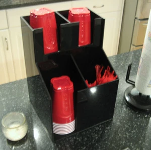 Party Cup Lid Dispenser Stirrer Holder BBQ Picnic and Coffee Lid caddy Organize - Picture 1 of 1