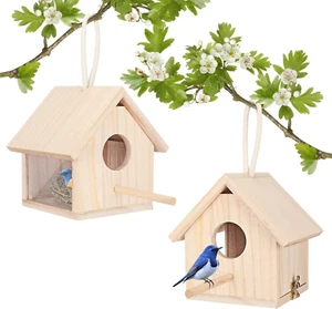 YUEPET 2Pcs Outdoor Bird Houses Transparent Wooden Bird House for outside with L - Picture 1 of 12