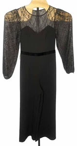 NUOVA tuta donna Ali & Jay trasparente schiena zip pizzo collo/manica gotica taglia Medium - Foto 1 di 13