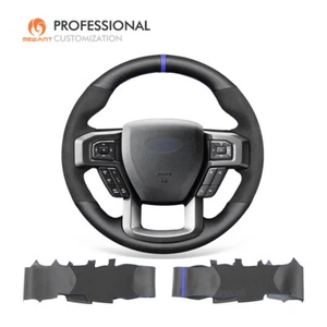 MEWANT Genuine Leather Suede Steering Wheel Wrap for Ford F-150 Raptor 2015-2020 - Foto 1 di 10