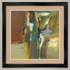 35W"x35H" ABSTRACT IN GREEN II by NATASHA BARNES - DOUBLE MATTE, GLASS & FRAME - Picture 1 of 5