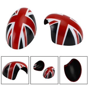 2 x Union Jack UK Flag Mirror Covers for MINI Cooper R55 R56 R57 Black/Red ST - Picture 1 of 14