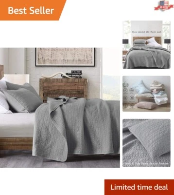 Elegante Juego de Edredón de Microfibra Lavado a Piedra Tamaño King - Acogedor y Fácil Cuidado 3 Piezas Foto 1 de 4