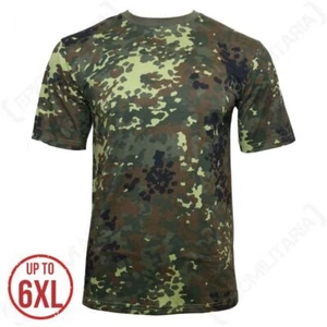 German Army Flecktarn Camo T-Shirt - 100% Cotton Army Military Top Camouflage - Picture 1 of 3