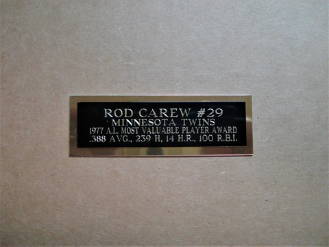 Rod Carew Twins 1977 AL MVP Award Baseball Card Plaque Nameplate 1" X 3" Cover