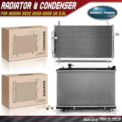 Kit de refrigeración de radiador y condensador de CA para Nissan 350Z 2003-2006 V6 3,5 L transmisión automática Foto 1 de 4