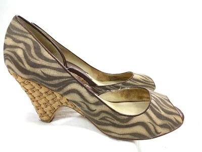 Zapatos de salón Michael Kors D'Orsay para mujer talla 7,5 W tejido a rayas de tigre tacón punta abierta Foto 1 de 4