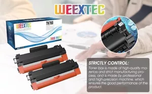 2PK TN760 Toner for Brother Printer MFC-L2710DW HL-L2395DW HL-L2325DW Black - Picture 1 of 2